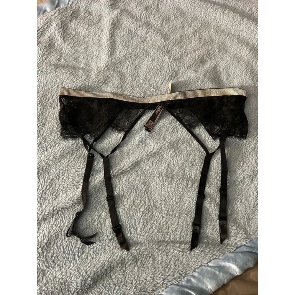 Victoria's Secret Very Sexy Rhinestone Shine Strap Lace Garter Belt